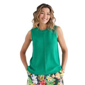 Women Ladder Detail Knit <b>Swing</b> Tank <b>Top</b> Sleeveless Summer Casual Loose Fit Breathable 100% Cotton Fashion Pullover Blouse - Product Image 3