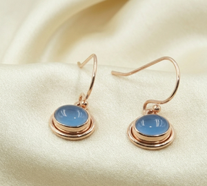 Natural Blue Chalcedony Drop <b>Earrings</b> 925 Sterling Silver Rose Gold Yellow Gold Plated Handmade Gemstone Jewelry for Women Mom - Product Image 5