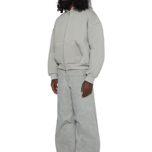 Fabrication de sweats à capuche pour hommes, coupe ample, style décontracté, en coton 100% lourd, 500 g/m², avec logo personnalisé, fermeture éclair, coupe ample - Product Image 2