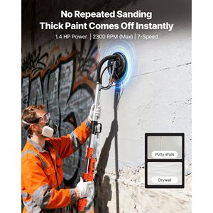 Levigatrice Elettrica per Cartongesso 1010W, 7 Velocità Variabili 1000-2200 RPM, Strumento a Doppio Disco LE per Rimozione Soffitti in Cartongesso - Product Image 2