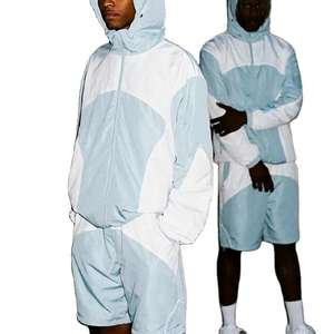 Conjunto Deportivo Personalizado para Hombre, Impermeable, Ecológico, de Nailon, Estilo Urbano, con Chaqueta Cortavientos, Logotipo Bordado y Diseño de Bloques de Color - Product Image 1