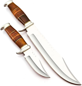 Cuchillo de caza hecho a mano de acero D2, juego de 2 piezas, con mango de madera de palisandro y funda de cuero fino, cuchillo vikingo, cuchillo para exteriores - Product Image 4