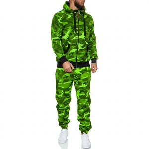 Chándal con capucha de camuflaje para hombre, sudadera con cremallera completa y pantalones, ropa informal de otoño, material transpirable de poliéster y algodón - Product Image 6