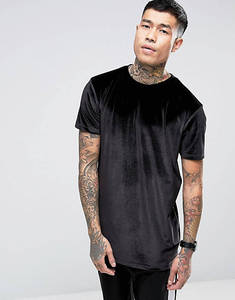 T-shirt en velours noir à manches courtes pour homme, tee-shirt brillant en velours respirant, streetwear décontracté, design personnalisé, haut tendance - Product Image 1