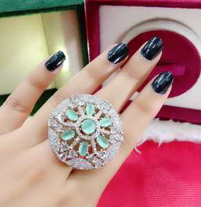 New AD Multi Color Manufacturer <b>Jewellery</b> <b>Silver</b> <b>Plated</b> High Polish with Diamond Ring for Women handmade bulk product - Product Image 1