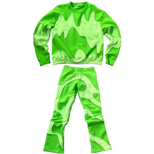 Ensemble de survêtement unisexe de haute qualité en coton 100% respirant, doublé de polaire, personnalisé, bicolore, patchwork, pour hommes et femmes - Product Image 5