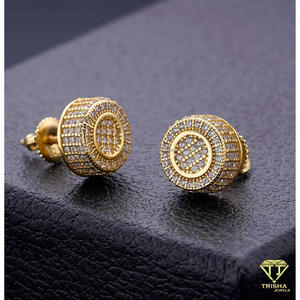 Modernos Pendientes Circulares de Diamantes Cultivados en Laboratorio VVS, Plata de Ley 925 con Engaste de Doble Círculo de Piedras, para Venta al Por Mayor - Product Image 6