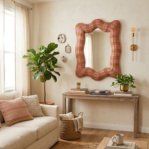 Espejo de pared de ratán natural hecho a mano con marco festoneado, adorno decorativo bohemio para sala de estar y dormitorio, hecho en Vietnam. - Product Image 6