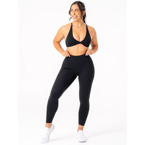 Ensemble 2 pièces de fitness pour femme : Leggings noirs et soutien-gorge, respirant, effet push-up, pour yoga – Prix usine personnalisé OEM - Product Image 1