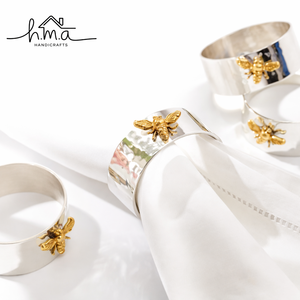 Handcrafted Brass Bee Napkin Ring Set Elegant Table Setting Holder Decorative Dining Napkin Accessory for Wedding and Home Decor - Product Image 1