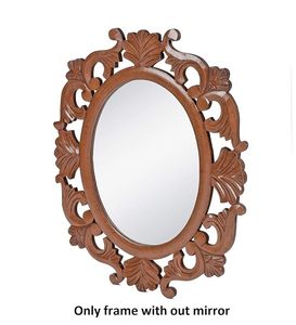 Miroir mural décoratif ovale en bois éco-responsable sculpté style Art Déco pour salon, chambre et entrée - Product Image 3