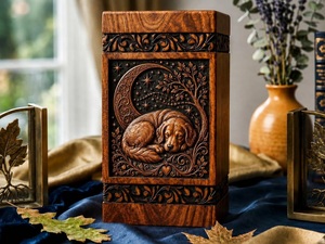 Personalized Wooden Dog Urn Eco-Friendly & Durable American Style <b>Memorial</b> Ashes <b>Box</b> for Pet Cremation 200 Cubic Inch Capacity - Product Image 4
