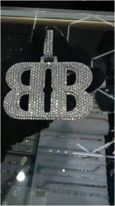 Pendentif de chaîne personnalisé en moissanite ronde sertie de diamants, style hip-hop, en argent 925, pendentif lettre B en diamant VVS, bijoux fins pour hommes - Product Image 5