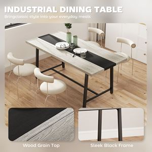 Tavolo da Cucina Industriale per 8 Persone, Tavolo da Pranzo Allungabile da 180 cm con Ampio Piano Grigio e Gambe in Acciaio per Sala da Pranzo - Product Image 5
