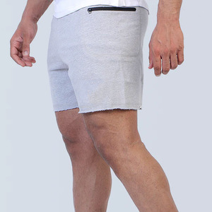<b>Men's</b> Gray Cotton Bermuda <b>Shorts</b> Mid Waist Elastic <b>With</b> <b>Zip</b> <b>Pocket</b> Casual Style Breathable Knitted Fabric - Product Image 2