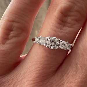 5 Stone Stackable Rings 14k 18k <b>Solid</b> Gold Minimalist Graduated Side Round Lab Grown Diamond Accents Wedding Bands For Women's - Product Image 6