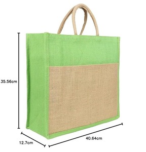 Custom Green Natural Jute <b>Tote</b> <b>Bag</b> <b>with</b> Beige Rope Handles Two-Tone Eco-Friendly Shopping <b>Bag</b> Top <b>Zip</b> Closure Groceries Gift <b>Bag</b> - Product Image 4
