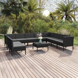 Ensemble de salon de jardin moyen en rotin PE noir avec housses amovibles - Product Image 1