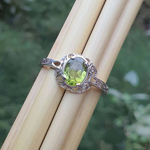 Anillo de boda de piedra NATAL DE AGOSTO Vintage de Plata de Ley 925, joyería de moissanita de peridoto Original para mujer, anillo de compromiso - Product Image 3