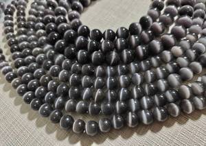 Cuentas redondas de ojo de gato de piedra natural lisa para la fabricación de joyería DIY - Product Image 2