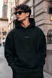 Sweat-shirt à capuche vert foncé pour homme, coupe classique, couleur unie, décontracté, en molleton français, avec poche, pour l'automne - Product Image 6