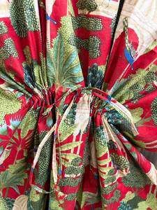 Women 100% Cotton Floral Maxi <b>Kaftan</b> Dress Batwing Sleeves Eco-Friendly Striped <b>Beach</b> Cover Boho Resort Wear Kimono Summer Tunic - Product Image 3