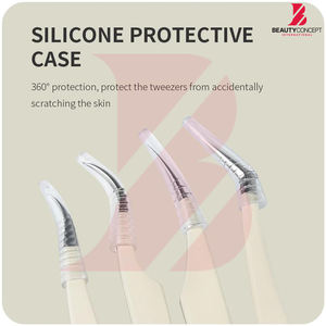 Ensemble de 3 pinces à cils en crème de qualité supérieure, ensemble d'outils professionnels de précision pour extensions de cils avec poignée ergonomique - Product Image 6