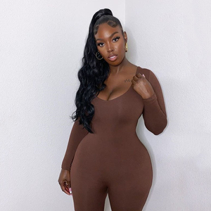 2026 Fall Winter Long Sleeve Bodysuits Bodycon Jumpsuits Autumn <b>Women</b> Long Pants Round Collar <b>Rompers</b> Jumpsuits - Product Image 4