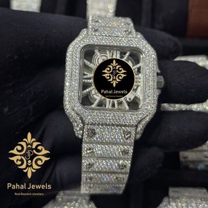 Montre de luxe Pahal Jewels avec diamants, boîtier carré en acier inoxydable, mouvement mécanique, affichage analogique, fermoir déployant, unisexe - Product Image 5