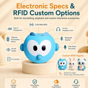 ไฟกลางคืนสำหรับเด็ก RFID พร้อมเครื่องเล่านิทานเสียง ชาร์จไฟได้ ผลิตจากพลาสติก ABS สำหรับเด็กอายุ 7-12 ปี ไม่มีหน้าจอ ของขวัญก่อนนอน - Product Image 5