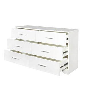 Cassettiera doppia a 6 cassetti in rovere bianco, mobile contenitore ampio autoportante per camera da letto, soggiorno e ingresso. - Product Image 4