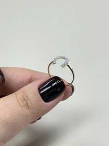 Minimalist Round Cut Diamond Horseshoe Shapes Ring For Unisex Lab Grown With 14K Solid Gold Birthdays Party <b>Gift</b> For Friends - Product Image 4