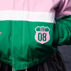 Pink Green <b>Race</b> <b>Car</b> <b>Jacket</b> Women Embroidered Racing Style Bomber Coat Long Sleeve Sorority Inspired Streetwear Casual - Product Image 3