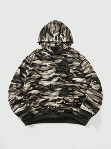 100% Camouflage <b>Cropped</b> <b>Top</b> <b>Men</b> Hoodies OEM Oversized Loose Fit Customized Streetwear Wholesale Hoody Blank Supplier - Product Image 2