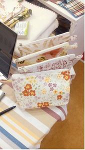Bolsa de cosméticos de lona con estampado floral, bolsa de maquillaje con cremallera, organizador de artículos de tocador de viaje con logotipo personalizado, bolso de mano portátil para mujer al por mayor - Product Image 5