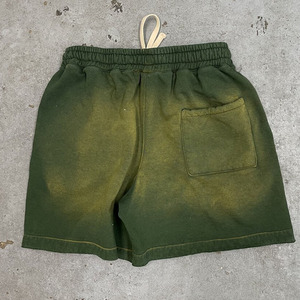 Shorts en toile personnalisés pour hommes, respirants, taille mi-haute élastique, logo vieilli, délavés à l'acide, entrejambe de 5 pouces, style décontracté urbain, très tendance - Product Image 3