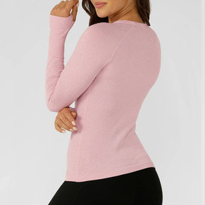 Athletic Sports Women Shirt Manufacturer Gym Clothes Custom Design High Elastane <b>Compression</b> Thumb Hole Long Sleeve Shirt - Product Image 2