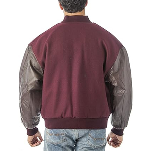เสื้อแจ็คเก็ตวาร์ซิตี้แบบกำหนดเองสำหรับผู้ชาย แขนหนัง ผสมผ้าขนสัตว์ ปักโลโก้ แจ็คเก็ตเบสบอลแบบ Letterman สำหรับวิทยาลัย - Product Image 4