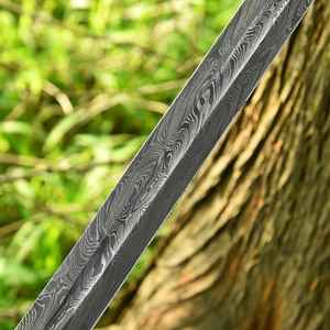 Épée viking professionnelle de haute qualité en acier Damas forgé à la main avec fourreau en bois sculpté, style guerrier nordique médiéval - Product Image 5