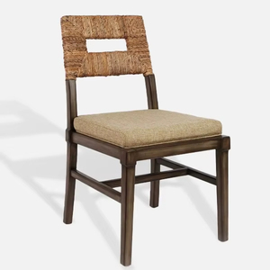 Natural Solid Wood <b>Dining</b> <b>Chair</b> with Woven Seat Detail – Modern <b>Rustic</b> Furniture for Café, Restaurant and Interior Decoration - Product Image 1