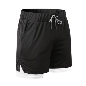 กางเกงวิ่งออกกำลังกายผู้ชายคุณภาพสูงพร้อมโลโก้สั่งทำพิเศษ แบบ 2 in 1 มีกระเป๋าสำหรับฝึกซ้อม ผลิตจากโพลีเอสเตอร์ 100% แห้งเร็ว ระบายอากาศได้ดี - Product Image 5