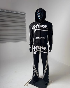 Pantalon de survêtement d'hiver en molleton épais 100% coton, respirant, avec broderie losanges superposées, cordon de serrage, style streetwear, couleur unie, pour la maternité - Product Image 2