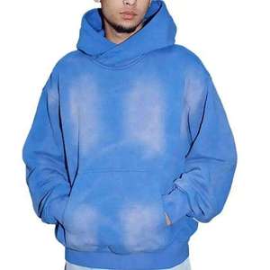 Wholesale Men's Oversized Acid Washed Hoodie Custom Logo <b>Vintage</b> Streetwear Fleece Pullover <b>Sweatshirt</b> - Product Image 4