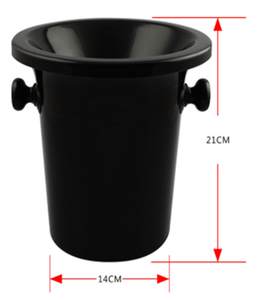 Cubo de hielo de cerámica negra con tapa y asas para enfriar vino - Product Image 1