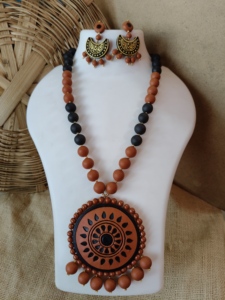 Handmade Indian Terracotta Jewelry <b>Set</b> Ethnic <b>Clay</b> Necklace Earrings for Women Traditional Indian Terracotta Necklace <b>Set</b> - Product Image 2