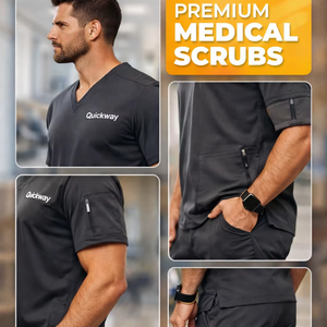 Tunique médicale unisexe bordeaux à col en V, vêtement de travail hospitalier, personnalisable avec broderie, pour hommes et femmes - Product Image 1