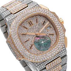 Premium Dual Tone Full Iced Out Haute Qualité VVS Diamants De Luxe Hip Hop Hommes Diamant Testeur Pass Cvd Lab Made Diamant Montre - Product Image 1