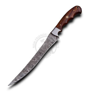 Top Trending Hand-Forged Damascus Steel Fillet Fishing <b>Knife</b> 8" Blade Ambidextrous Design Extra <b>Sharp</b> Silver Spacer Rosewood - Product Image 1