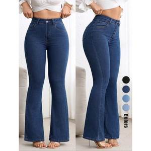 Nouveau Jean en Denim Extensible pour Femme, Coupe Droite Évasée, Taille Mi-Haute, Séchage Rapide, Respirant, Style Vintage, Modèle Européen et Américain, pour le Commerce Transfrontalier - Product Image 3