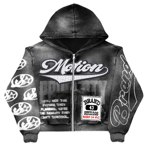 Oversized Streetwear Men Vintage Washed <b>Full</b> <b>Zip</b> <b>Hoodies</b> Graphic Patchwork Casual Men Acid Wash Zipper Hoodie For Online Sale - Product Image 2